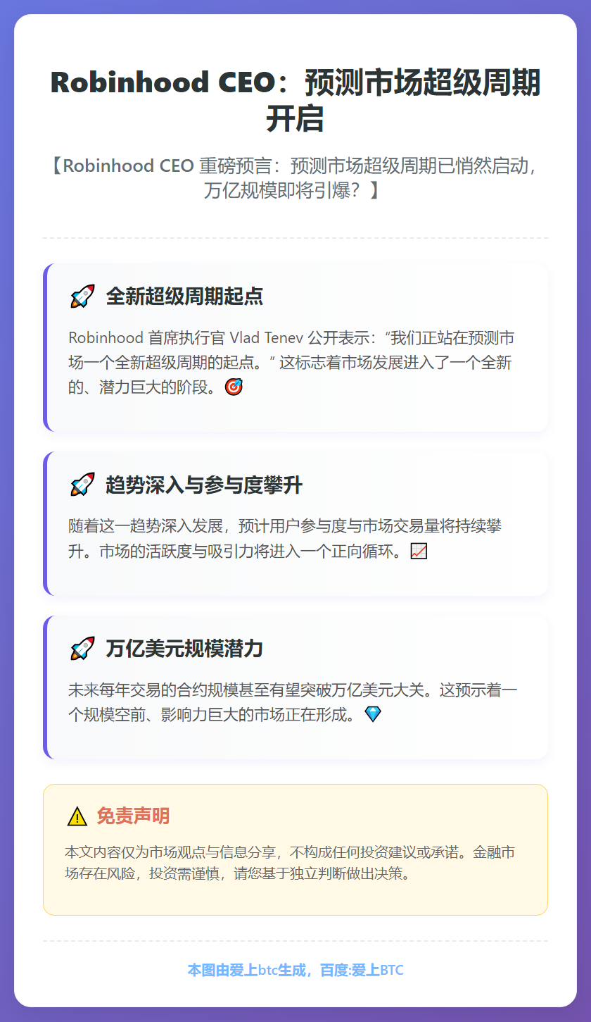 Robinhood CEO：预测市场超级周期开启