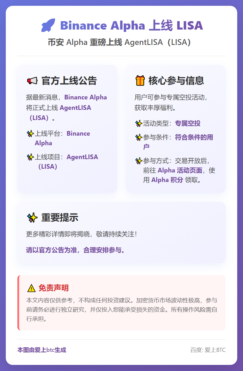 Binance Alpha 12月18日上线LISA