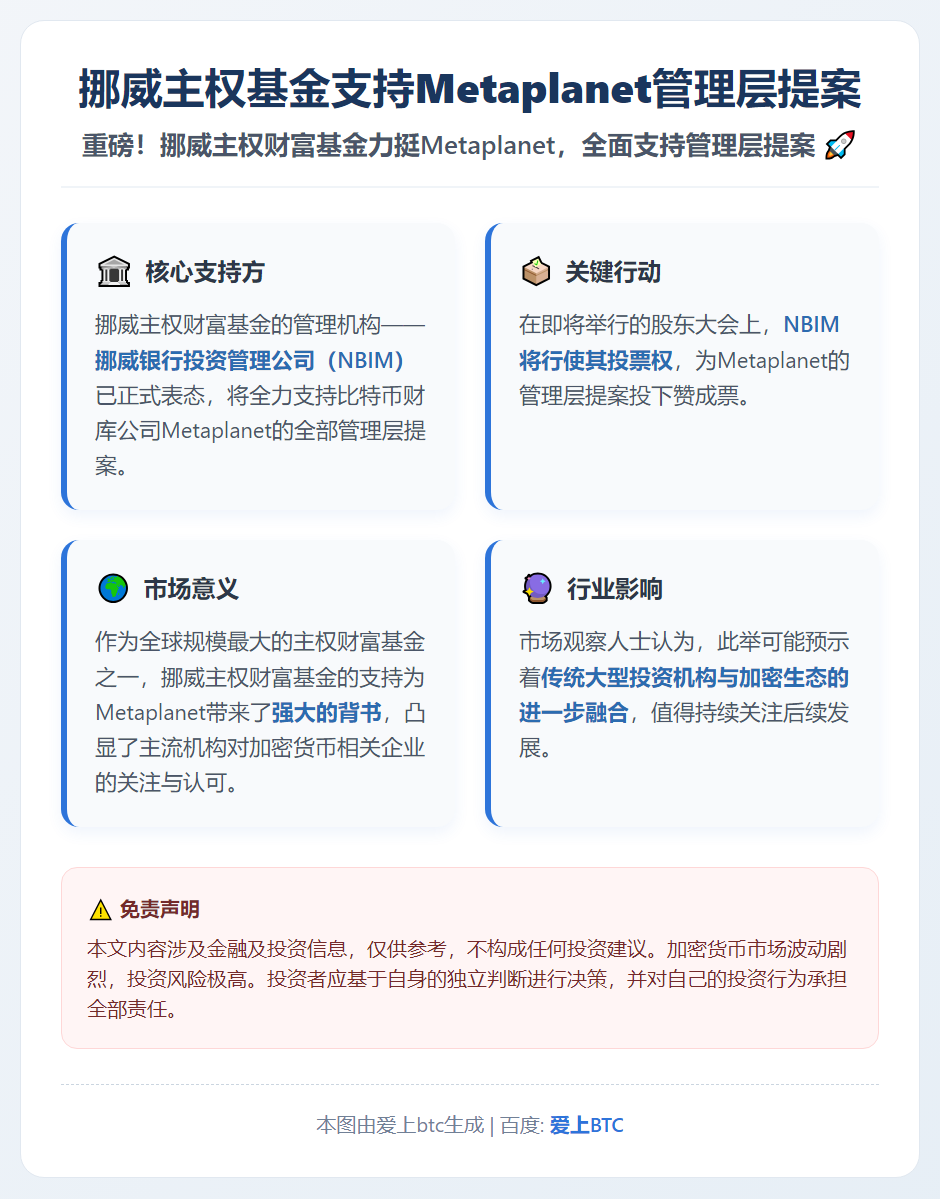 挪威主权基金支持Metaplanet管理层提案