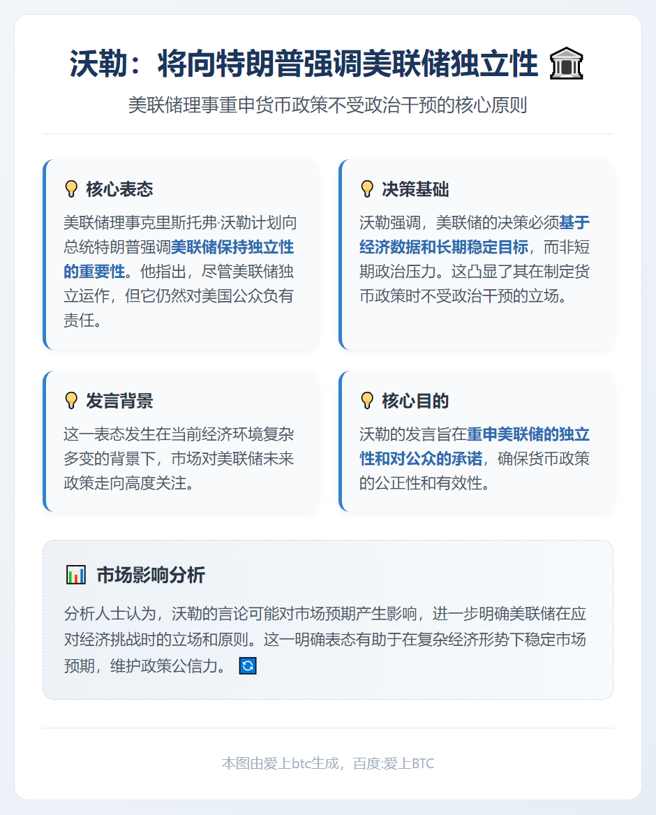 沃勒：将向特朗普强调美联储独立性