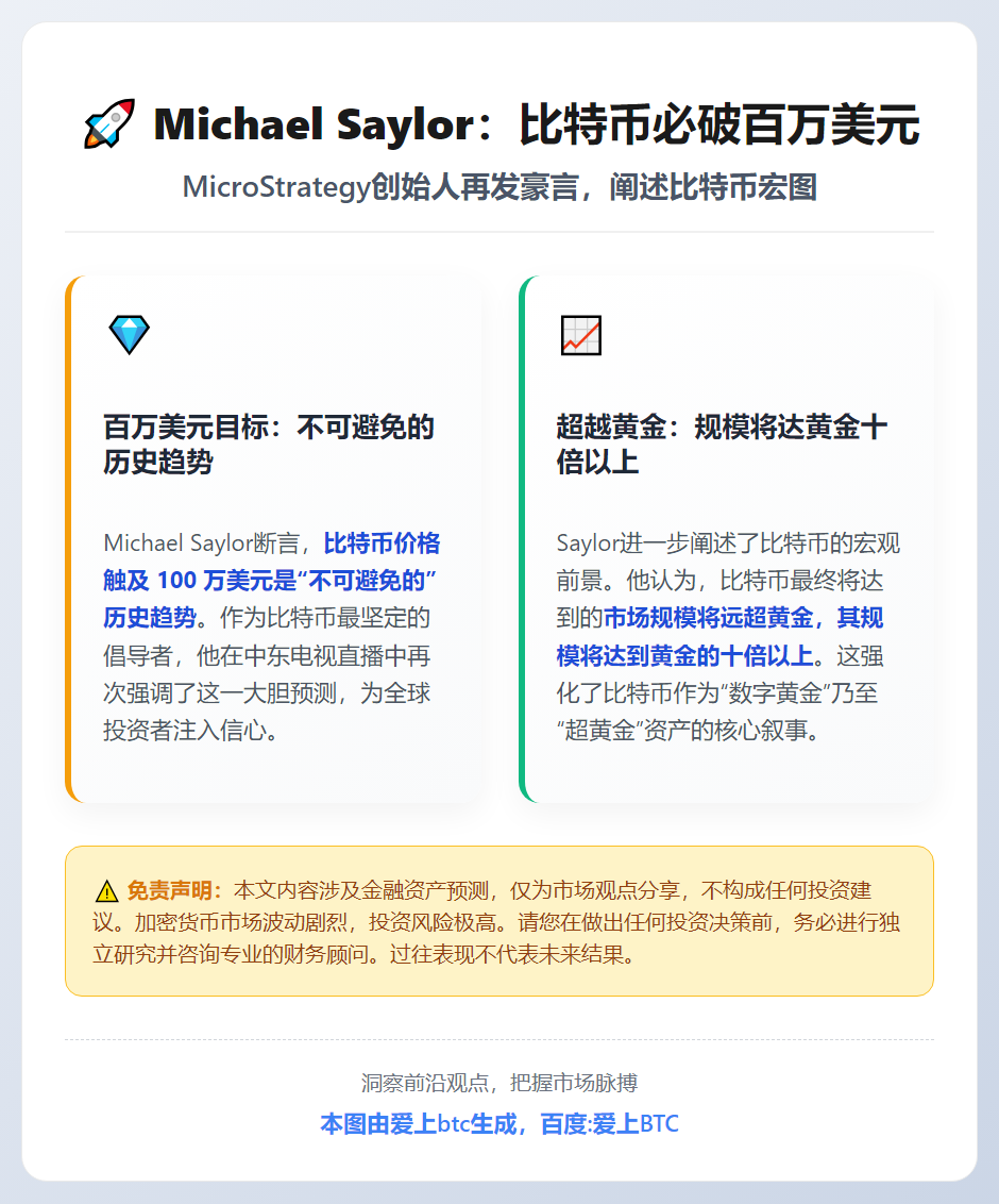 Michael Saylor：比特币必破百万美元