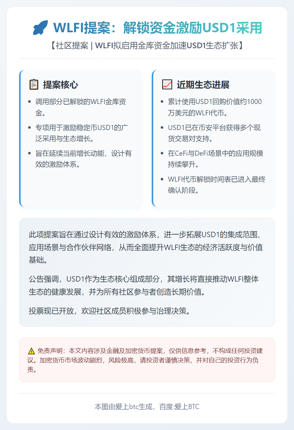 WLFI提案：解锁资金激励USD1采用