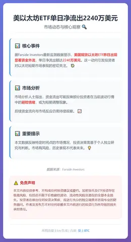 美以太坊ETF单日净流出2240万美元