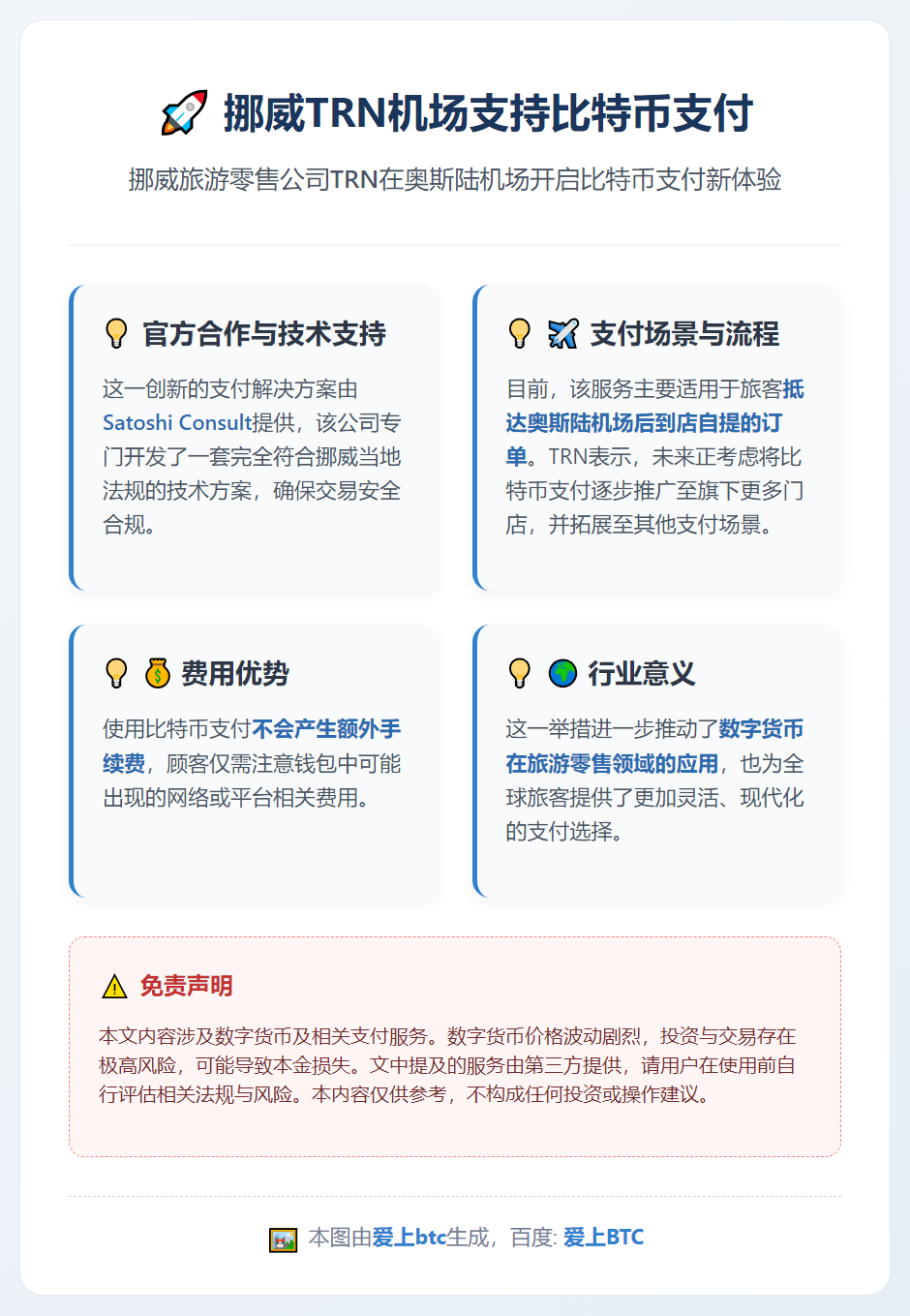 挪威TRN机场支持比特币支付