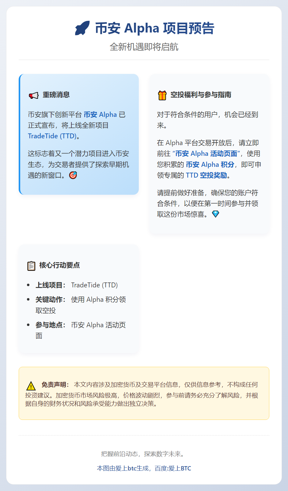 币安Alpha 12月20日上线TTD