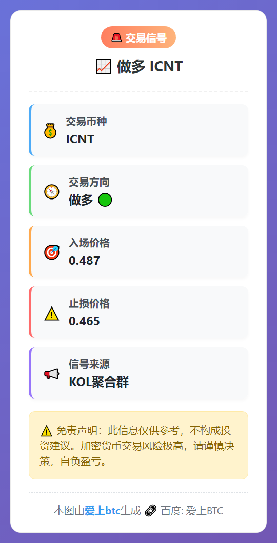做多ICNT 0.487止损0.465