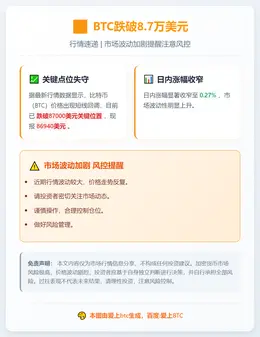 BTC跌破8.7万美元