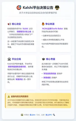 Kalshi暂不上线大学运动员转会投注合约