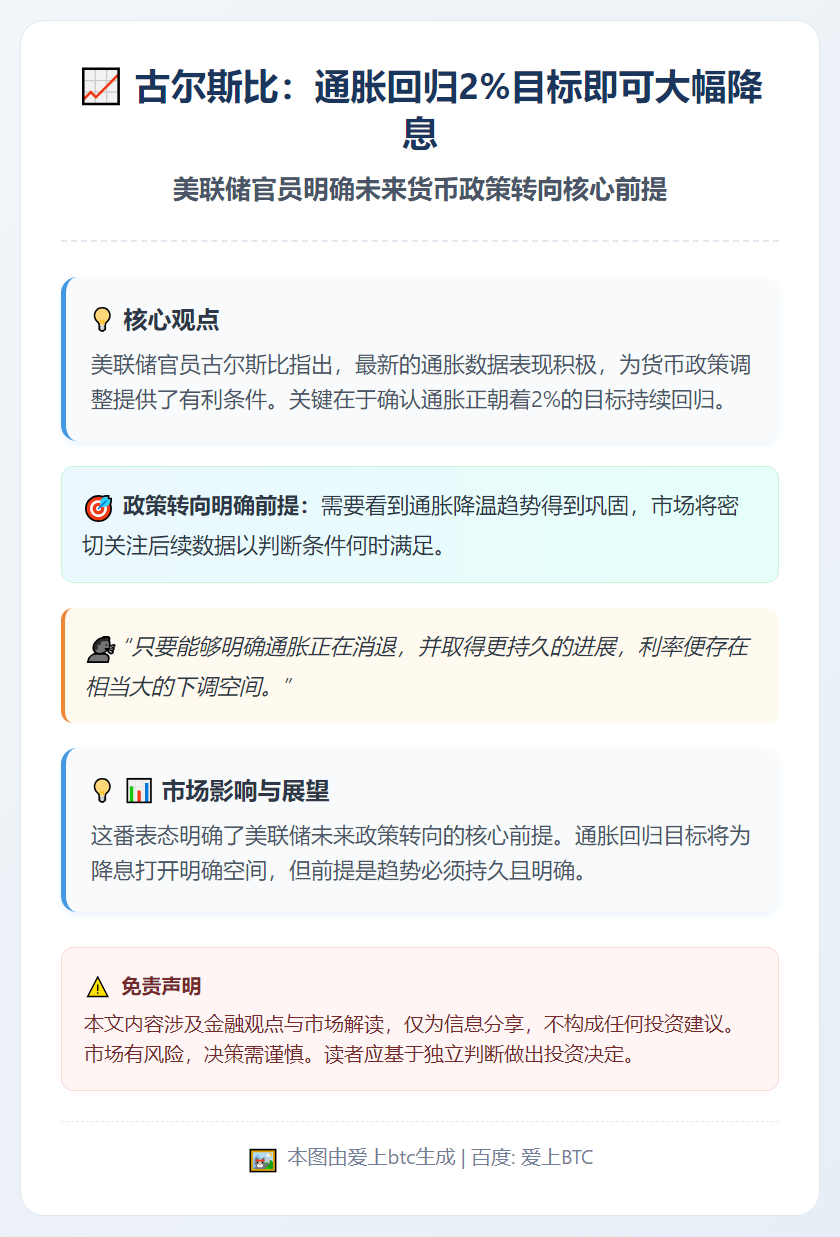 古尔斯比：通胀回归2%目标即可大幅降息