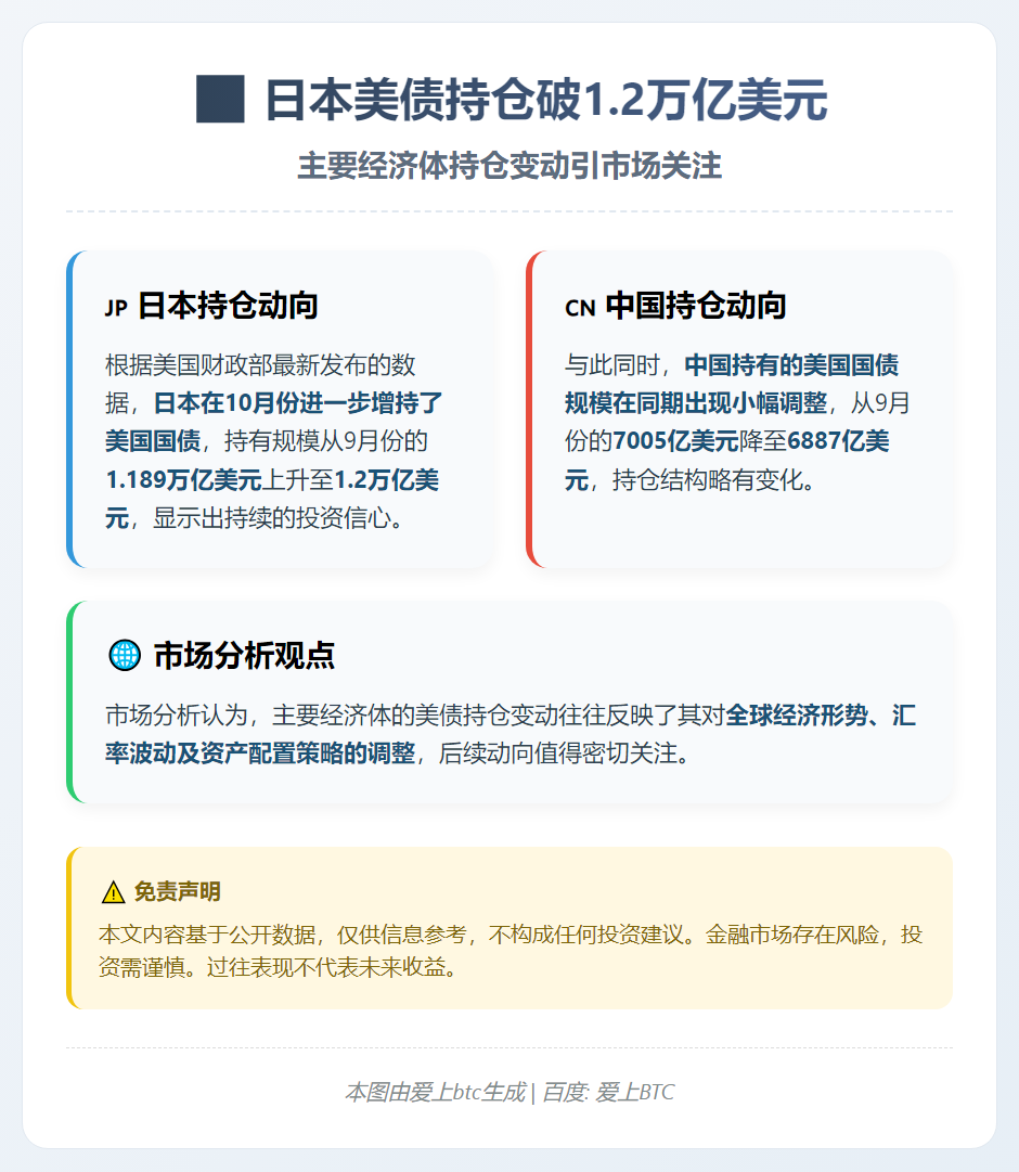 日本美债持仓破1.2万亿美元