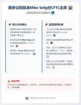 美参议院批准Mike Selig任CFTC主席