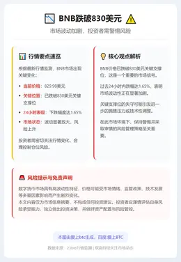 BNB跌破830美元