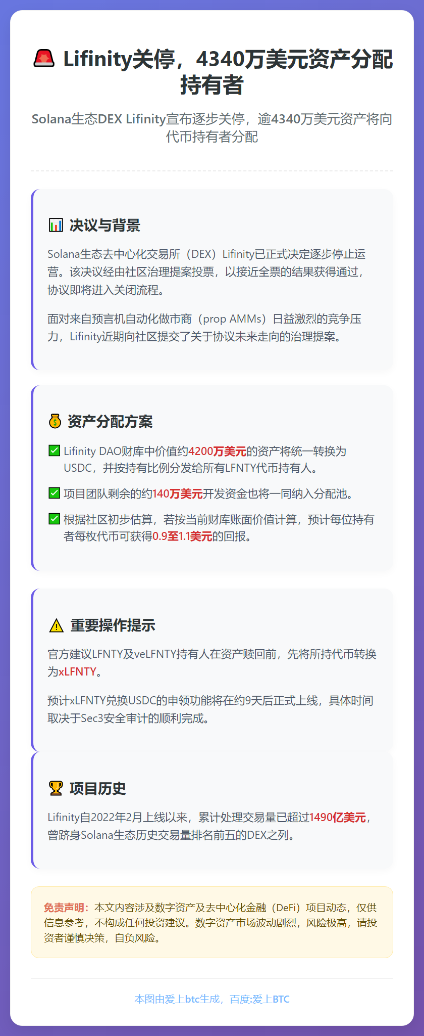 Lifinity关停，4340万美元资产分配持有者