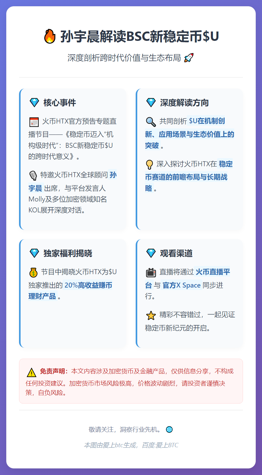 孙宇晨今晚解读BSC新稳定币$U