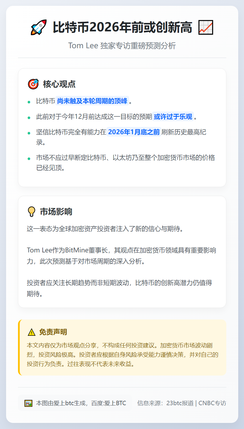 比特币2026年前或创新高
