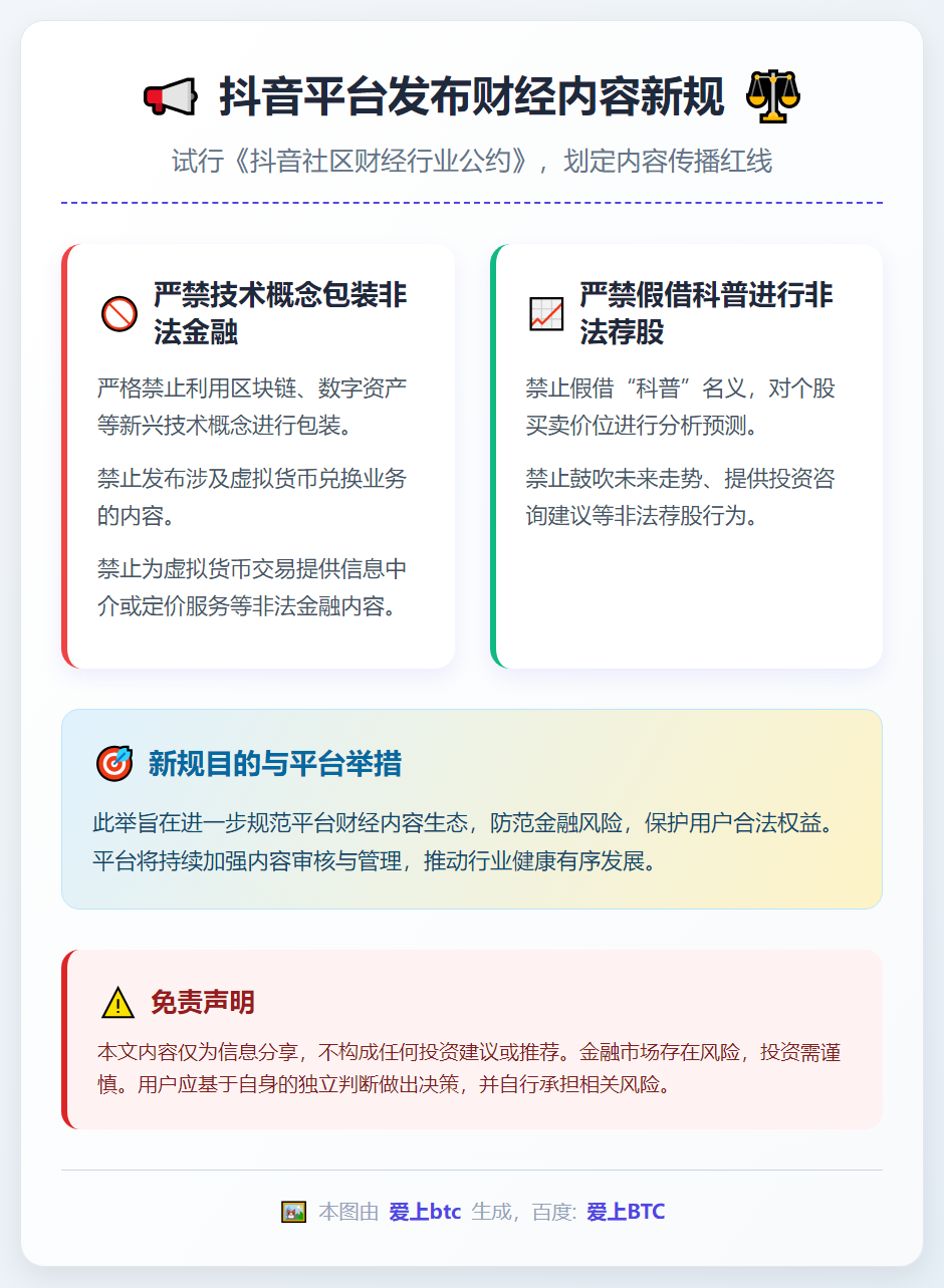 抖音：禁区块链等概念包装非法金融内容