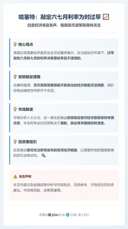 哈塞特：敲定六七月利率为时过早