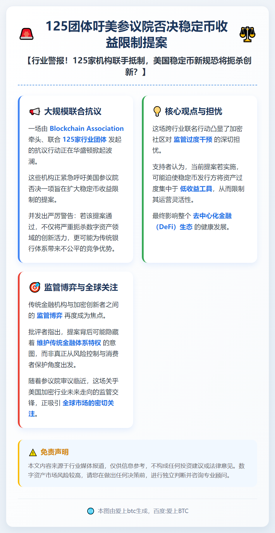 125团体吁美参议院否决稳定币收益限制提案