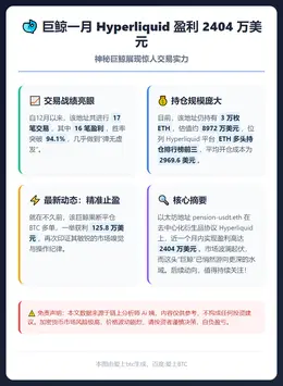 巨鲸一月 Hyperliquid 盈利 2404 万美元