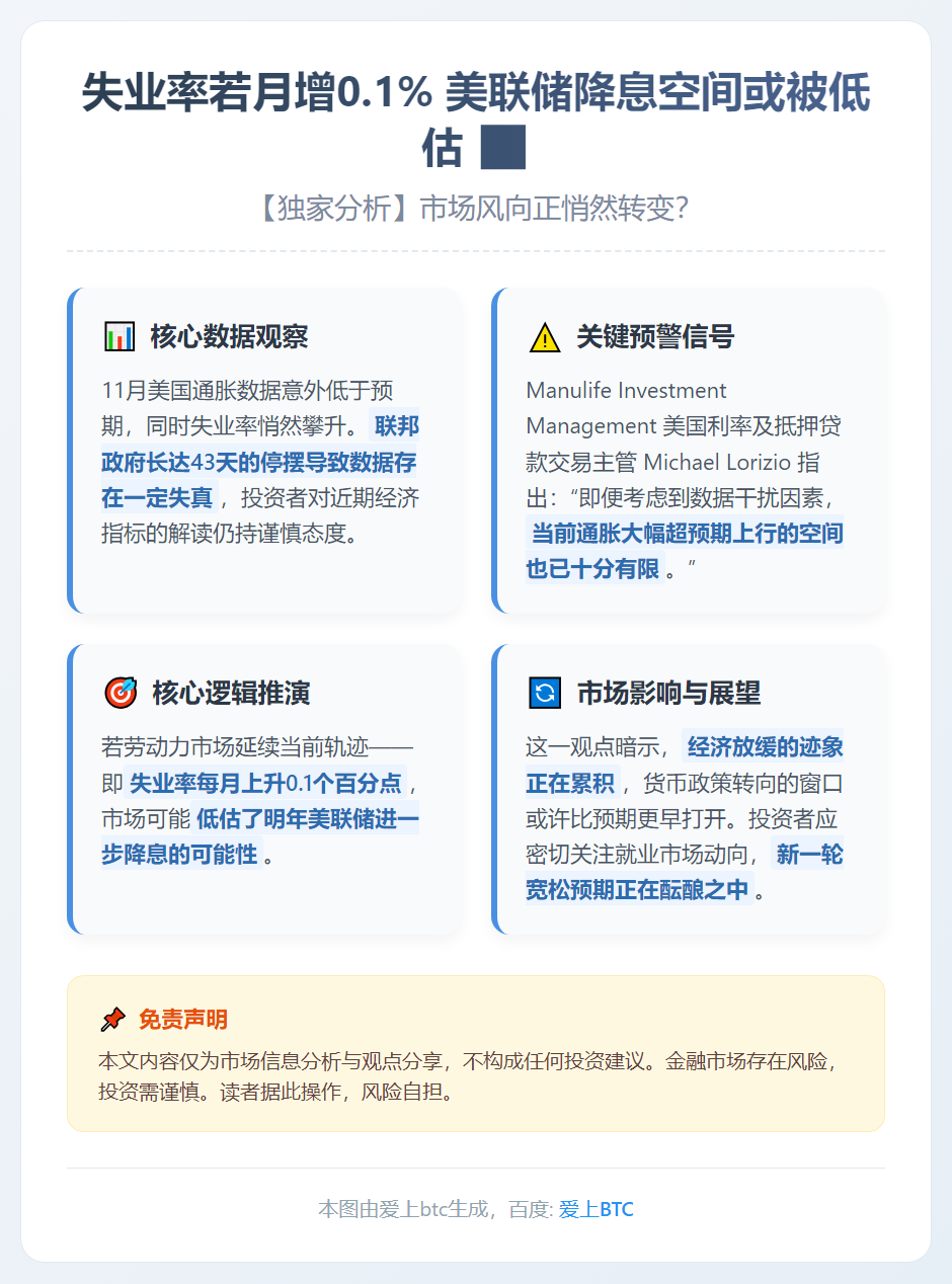 失业率若月增0.1% 美联储降息空间或被低估