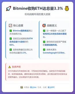 Bitmine收购ETH达总量3.3%