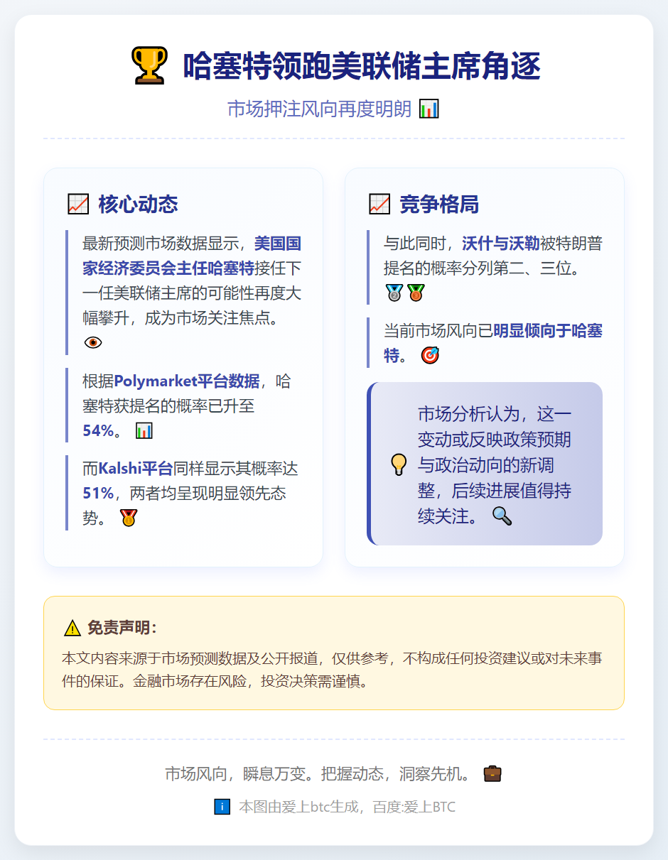 哈塞特领跑美联储主席角逐