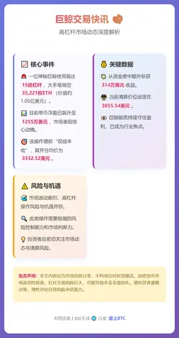 巨鲸15倍杠杆做空ETH浮盈1255万美元