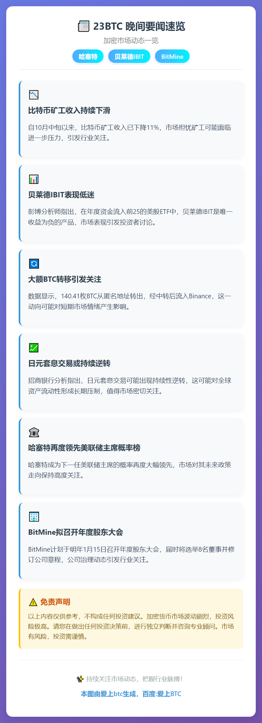 23btc晚报 | 12月20日晚间要闻速览