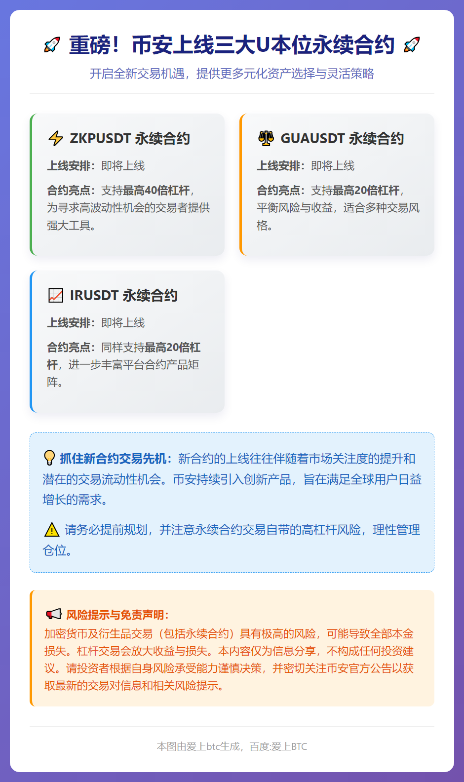 币安上线ZKP、GUA、IR永续合约