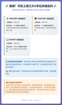 币安上线ZKP、GUA、IR永续合约