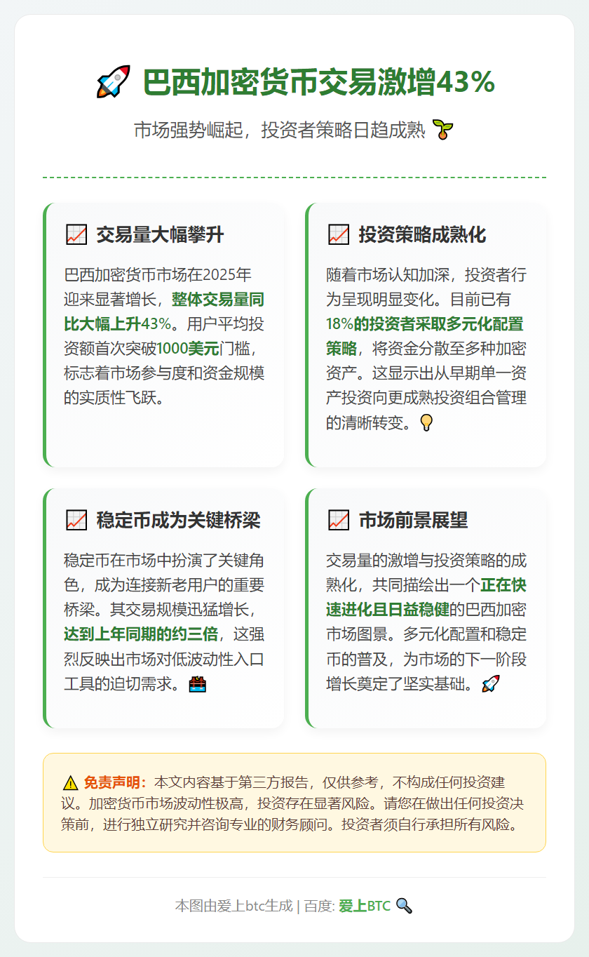 巴西加密货币交易激增43%