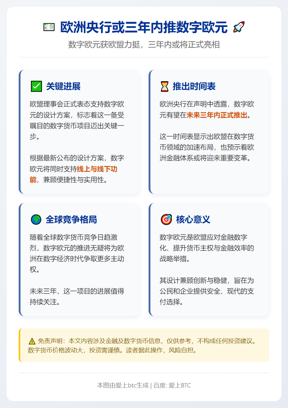 欧洲央行或三年内推数字欧元
