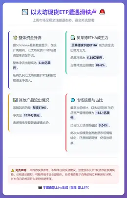 以太坊ETF周流出6.44亿美元，ETHA占八成