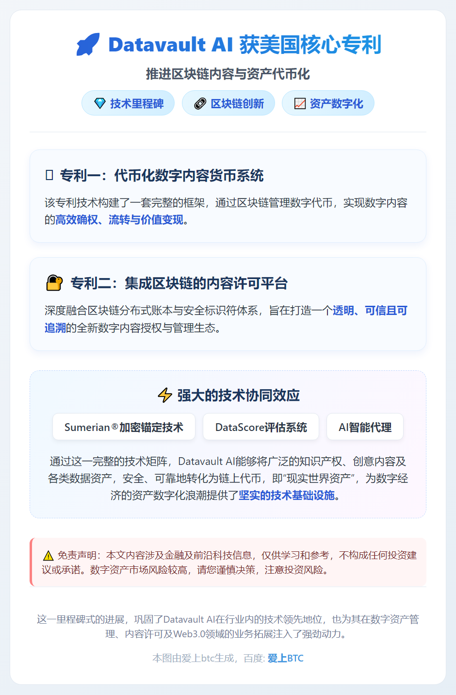 Datavault AI获美专利，推进区块链内容与资产代币化