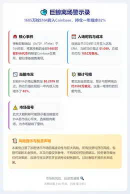 鲸鱼转1685万枚ENA入Coinbase，持仓一年缩水82