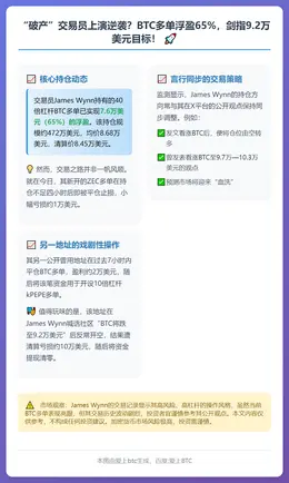 破产交易员BTC多单浮盈65% 看多至9.2万美元