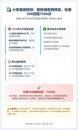 小摩：若美联储再降息两次，标普500明年底或达7500点