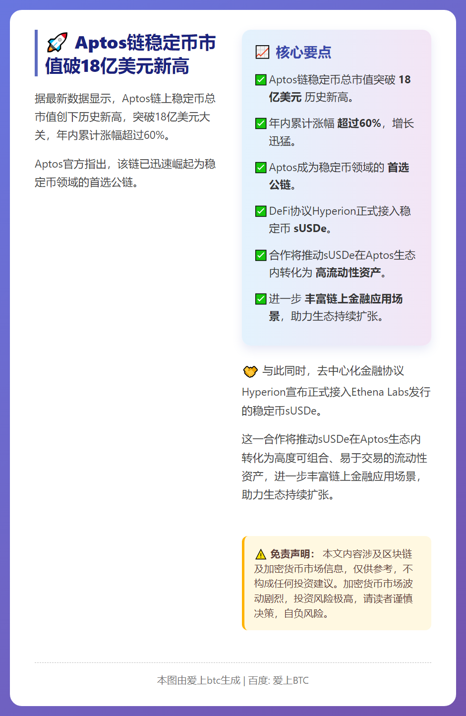 Aptos链稳定币市值破18亿美元新高