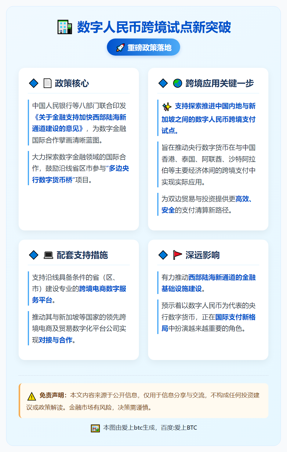 央行等八部门支持中新数字人民币跨境试点