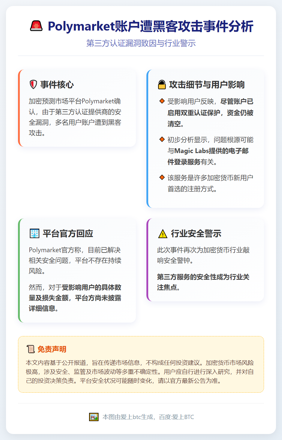 Polymarket账户遭黑客攻击，第三方认证漏洞致因