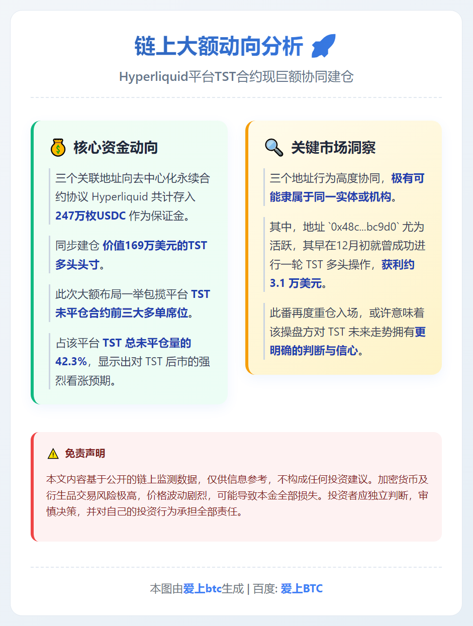 三地址充值247万USDC，开169万TST多头