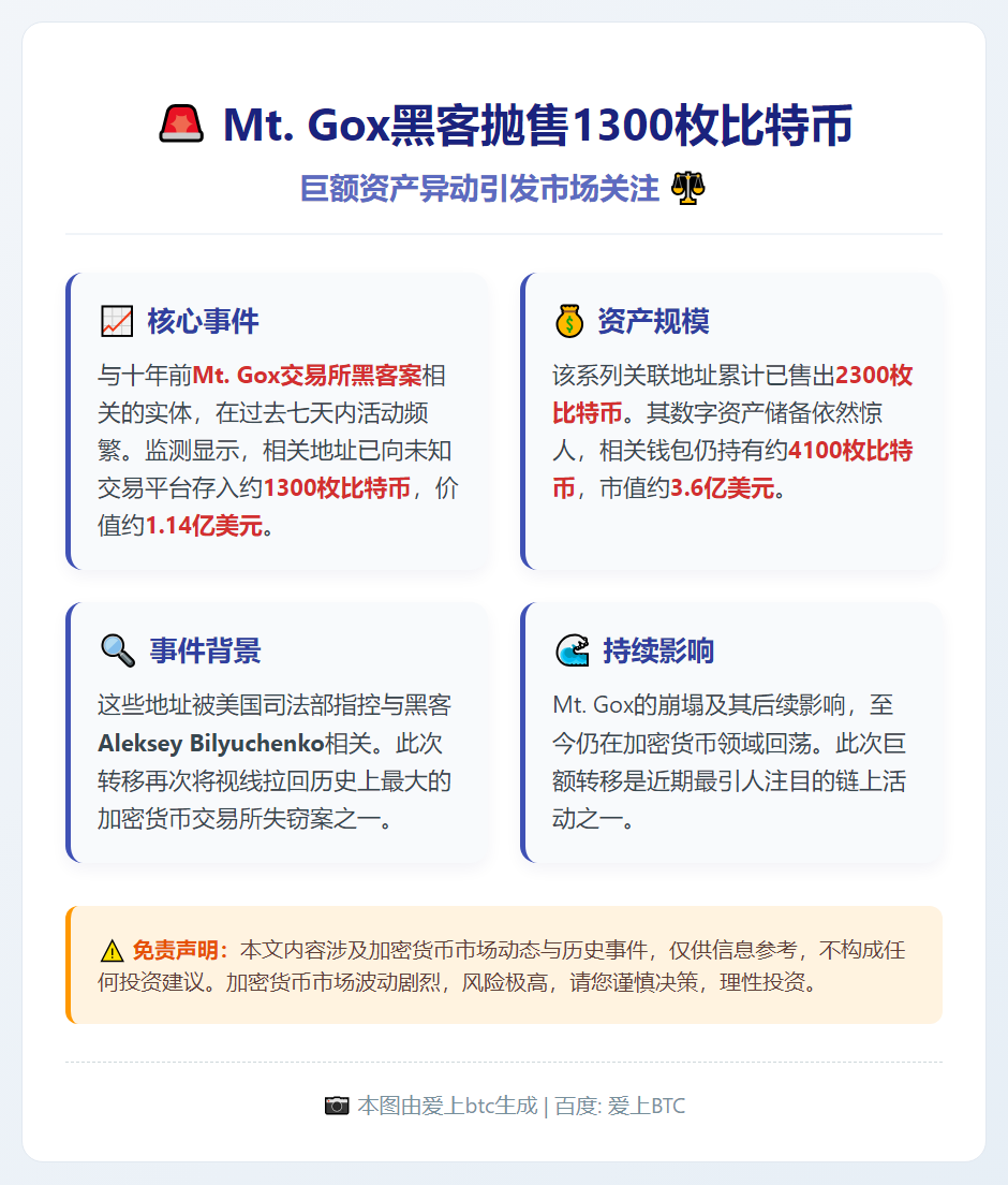 Mt. Gox黑客抛售1300枚比特币