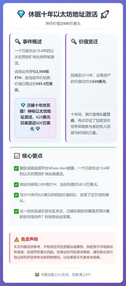 休眠十年以太坊地址激活，持币价值近600万美元