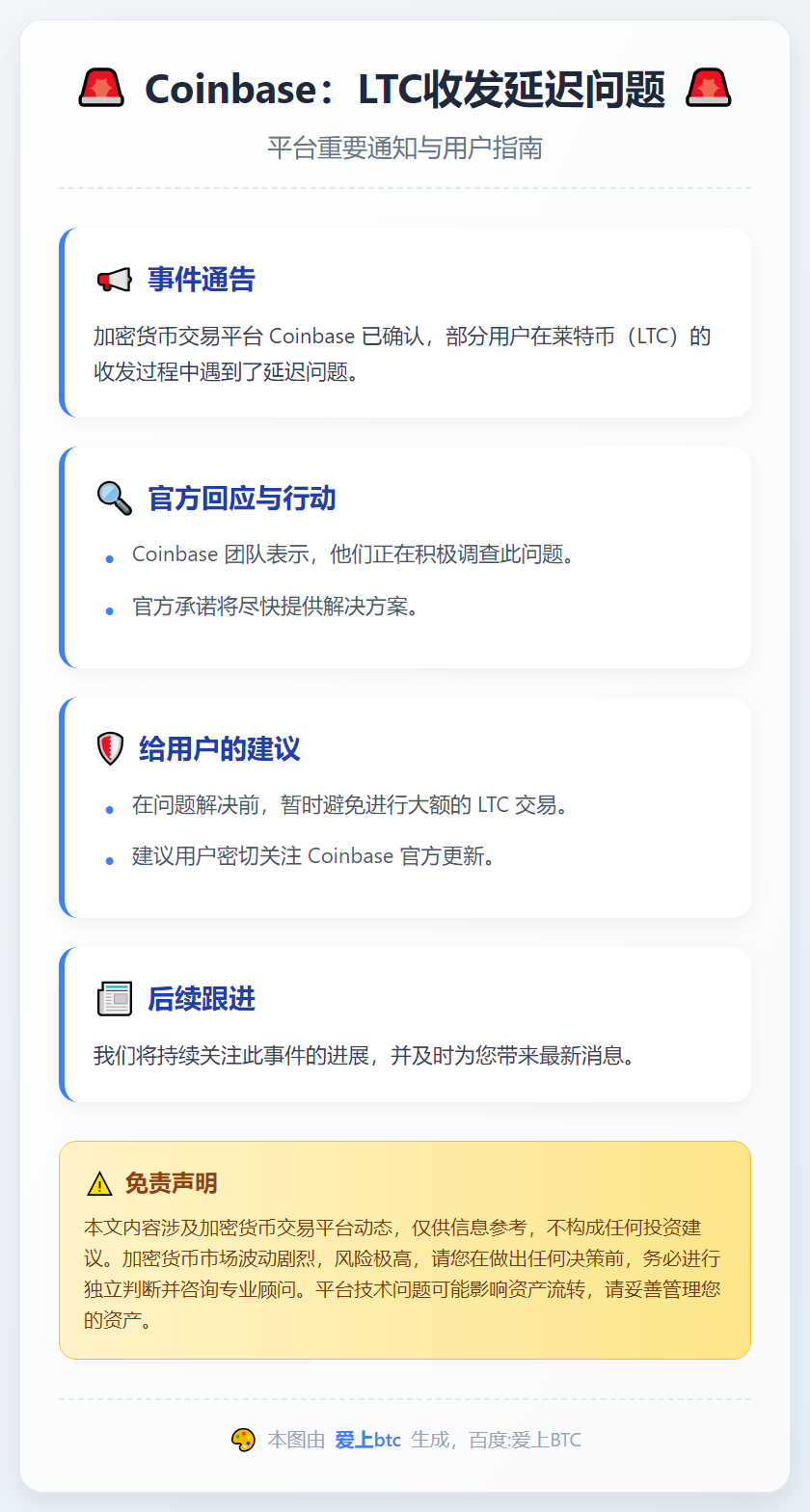 Coinbase：LTC收发延迟问题