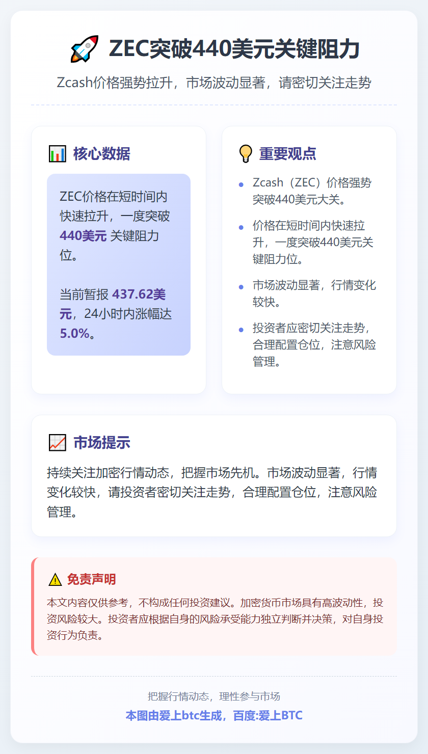 ZEC突破440美元