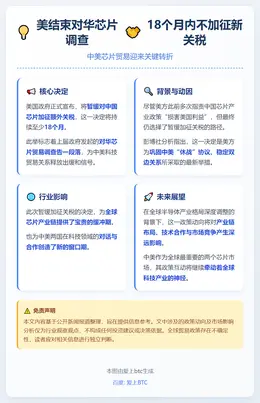 美结束对华芯片调查 18个月内不加征新关税