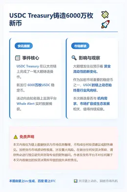 USDC Treasury铸造6000万枚新币