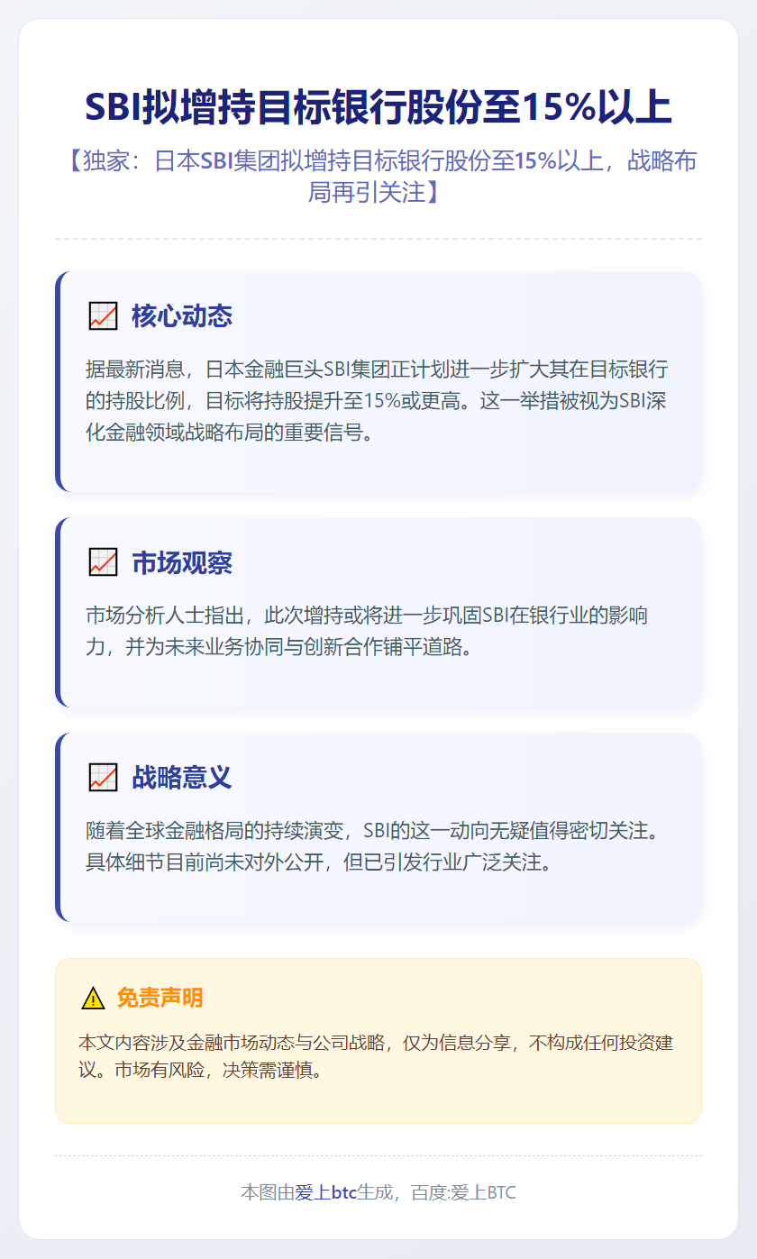 SBI拟增持目标银行股份至15%以上