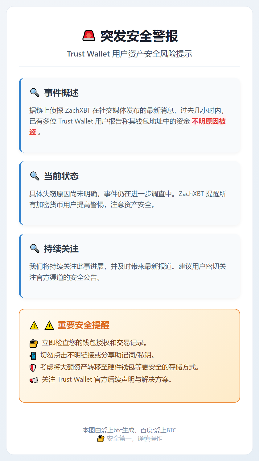 Trust Wallet用户报告资金被盗