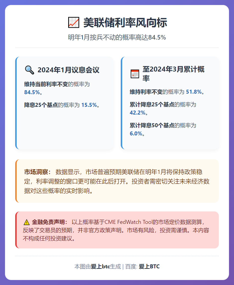 美联储1月利率不变概率84.5%
